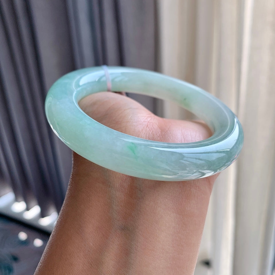 细糯种带底色飘花圆条手镯（56.8mm）（yc079224）
