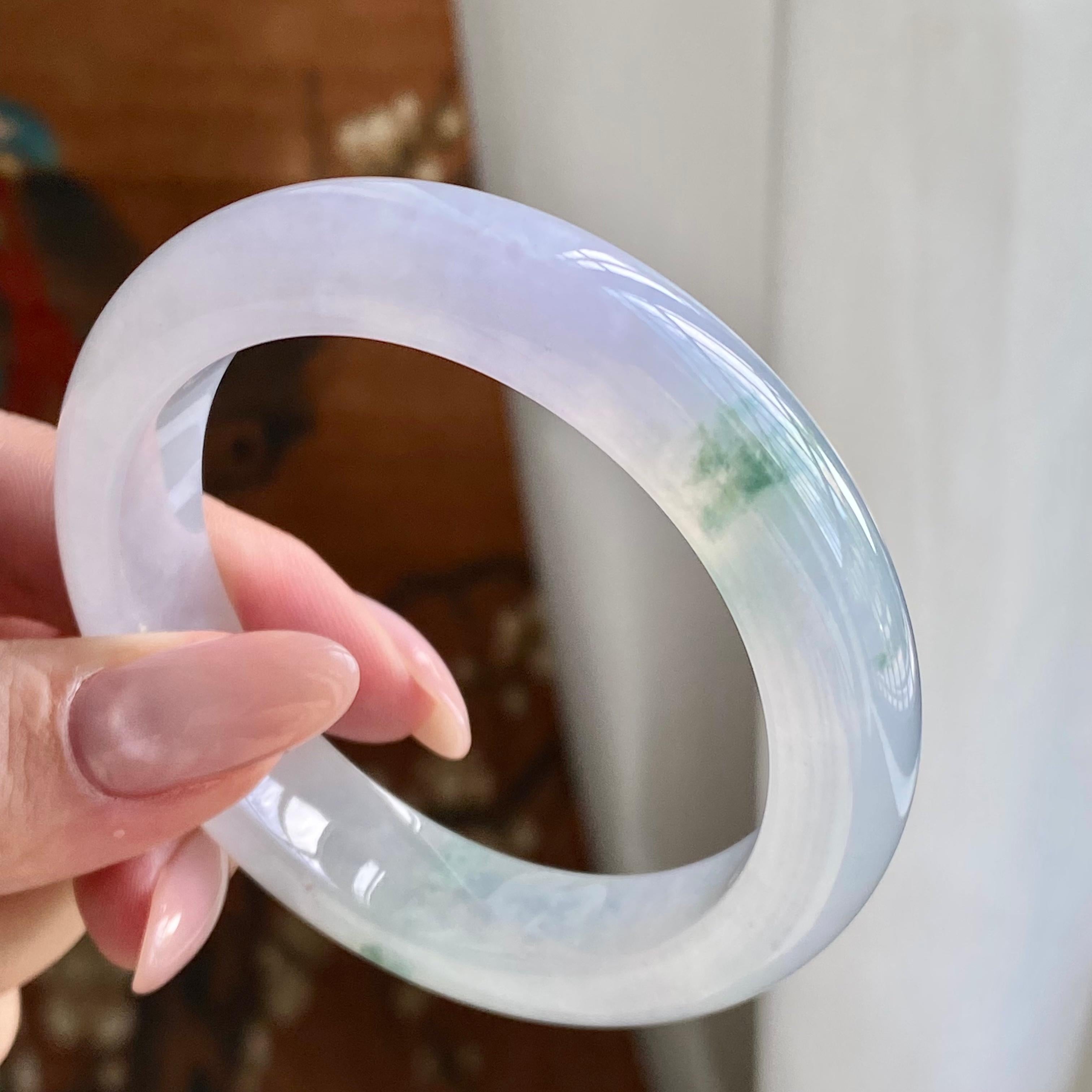 冰种淡春彩飘花平安镯（53圈）（yc228987）