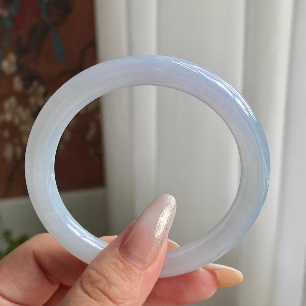 糯冰种春彩圆条手镯（56圈）（yc215999）