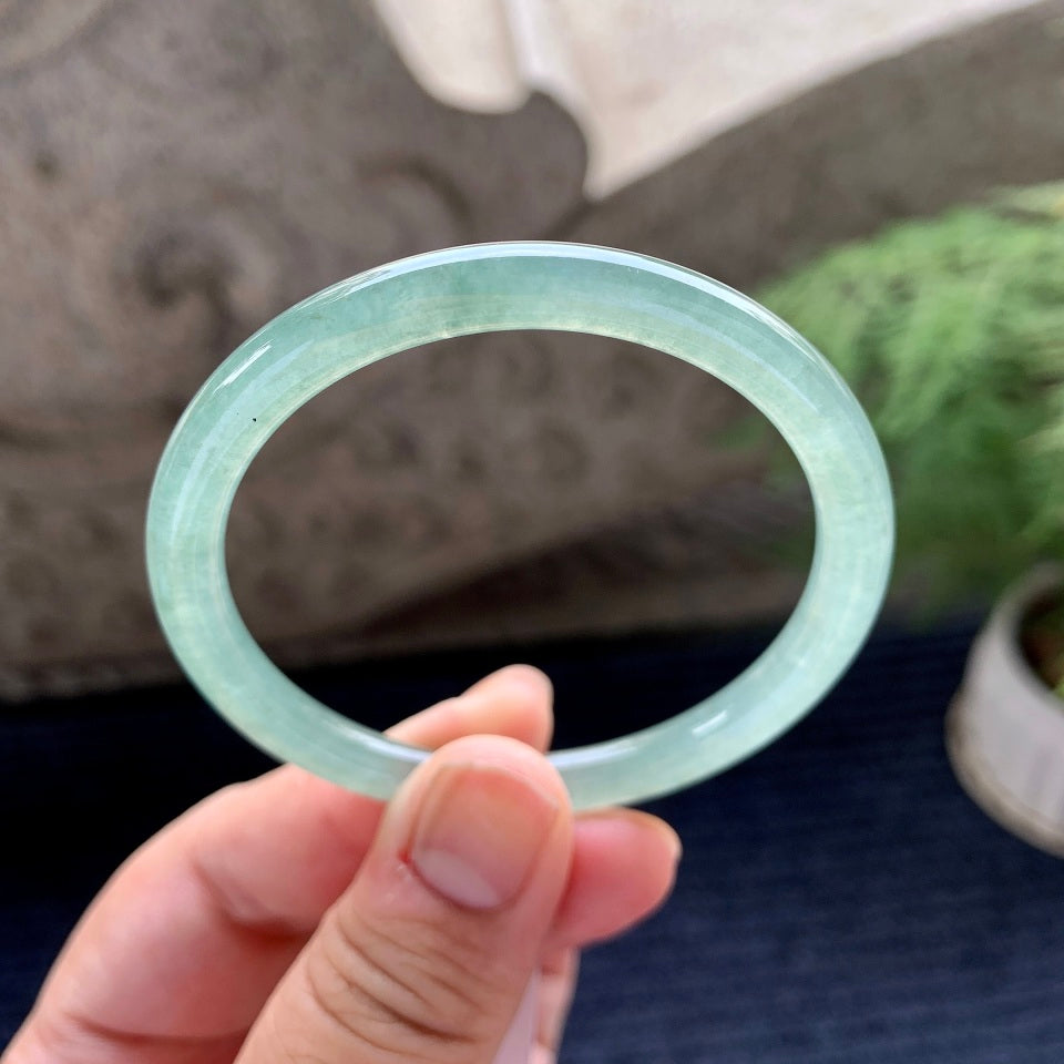 糯冰种晴水圆条手镯（53.3mm）（yc090917）