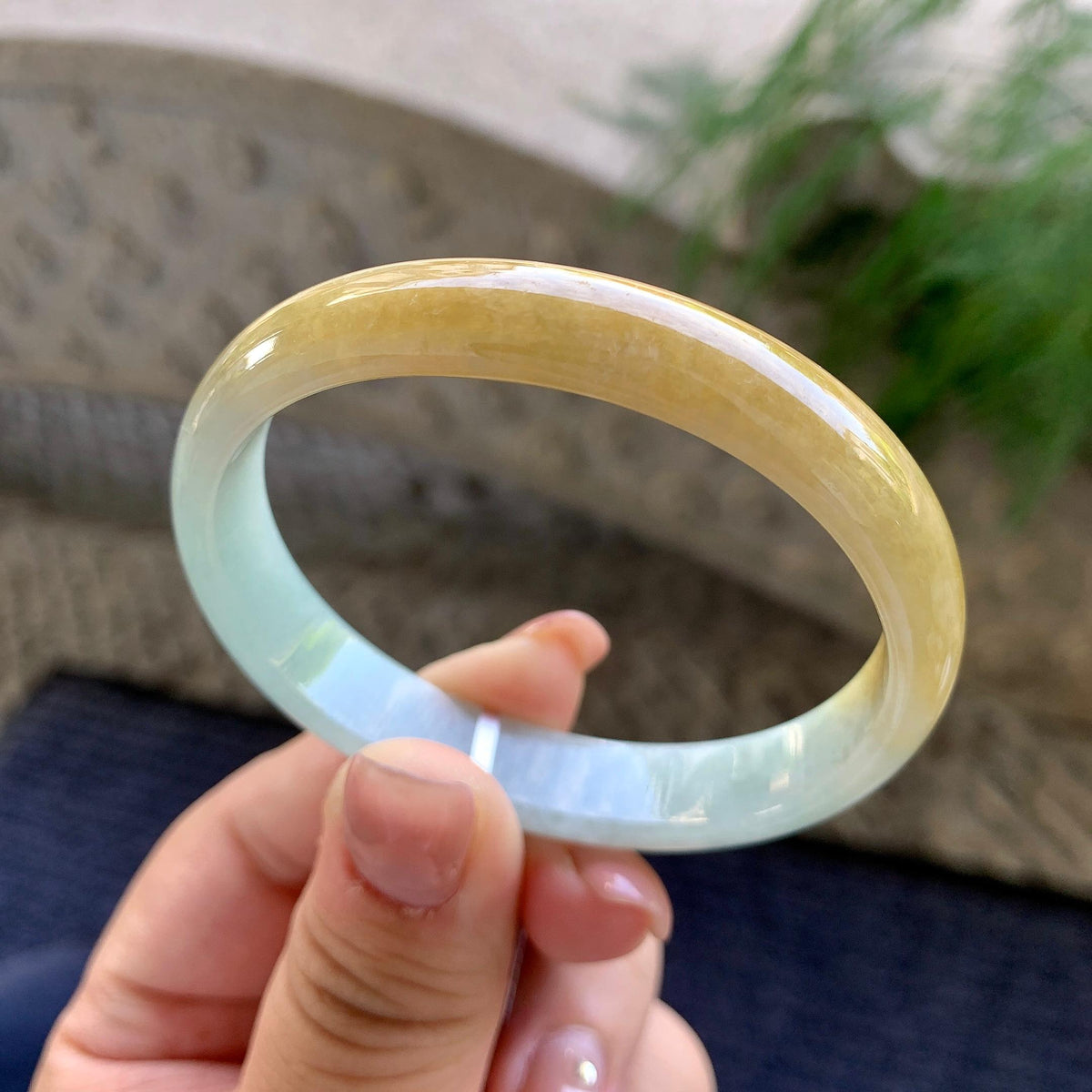 糯种黄翡贵妃手镯 56圈口 （yc507070）