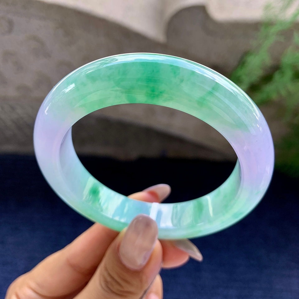 糯冰种春彩平安镯（55mm）（yc172336）