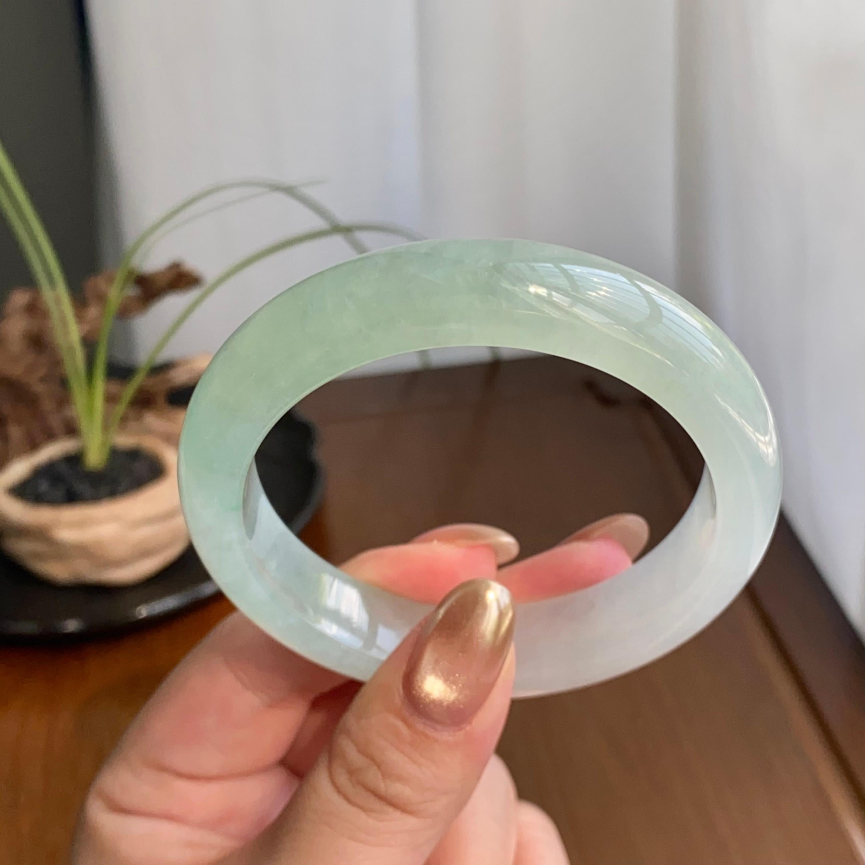 糯冰种半山水平安镯（56圈）（yc259104）