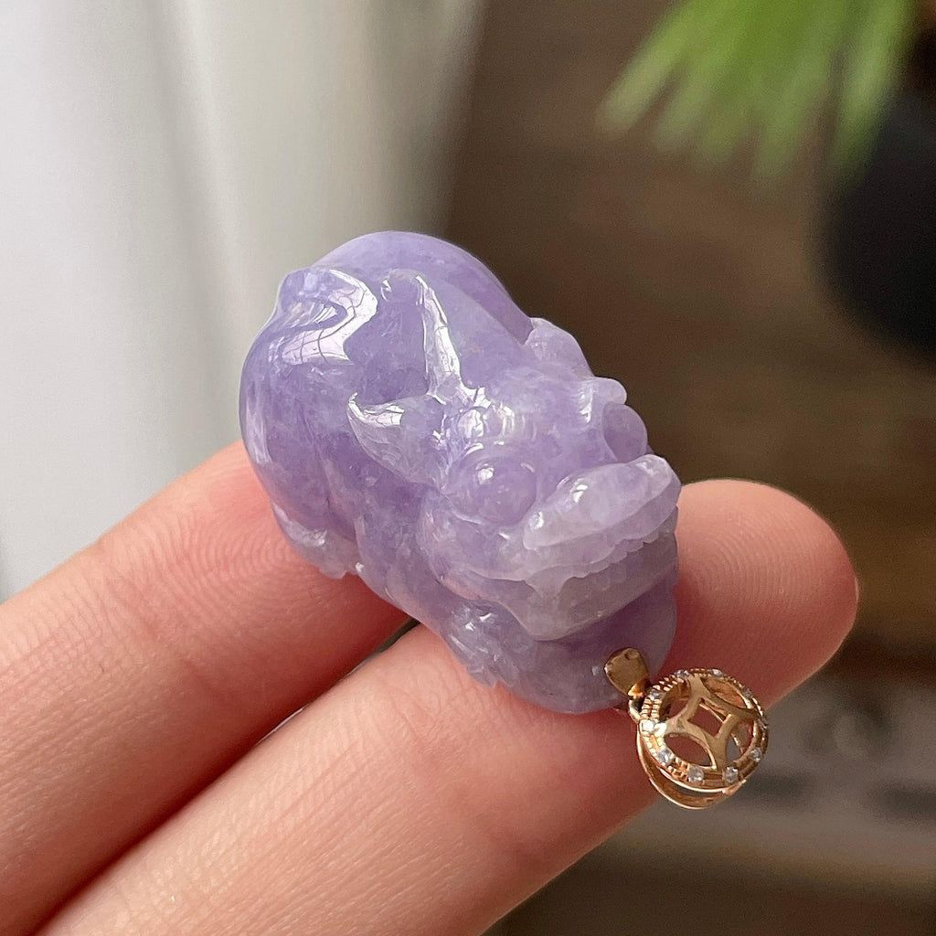18K金镶糯种紫底貔貅吊坠（yc718984）