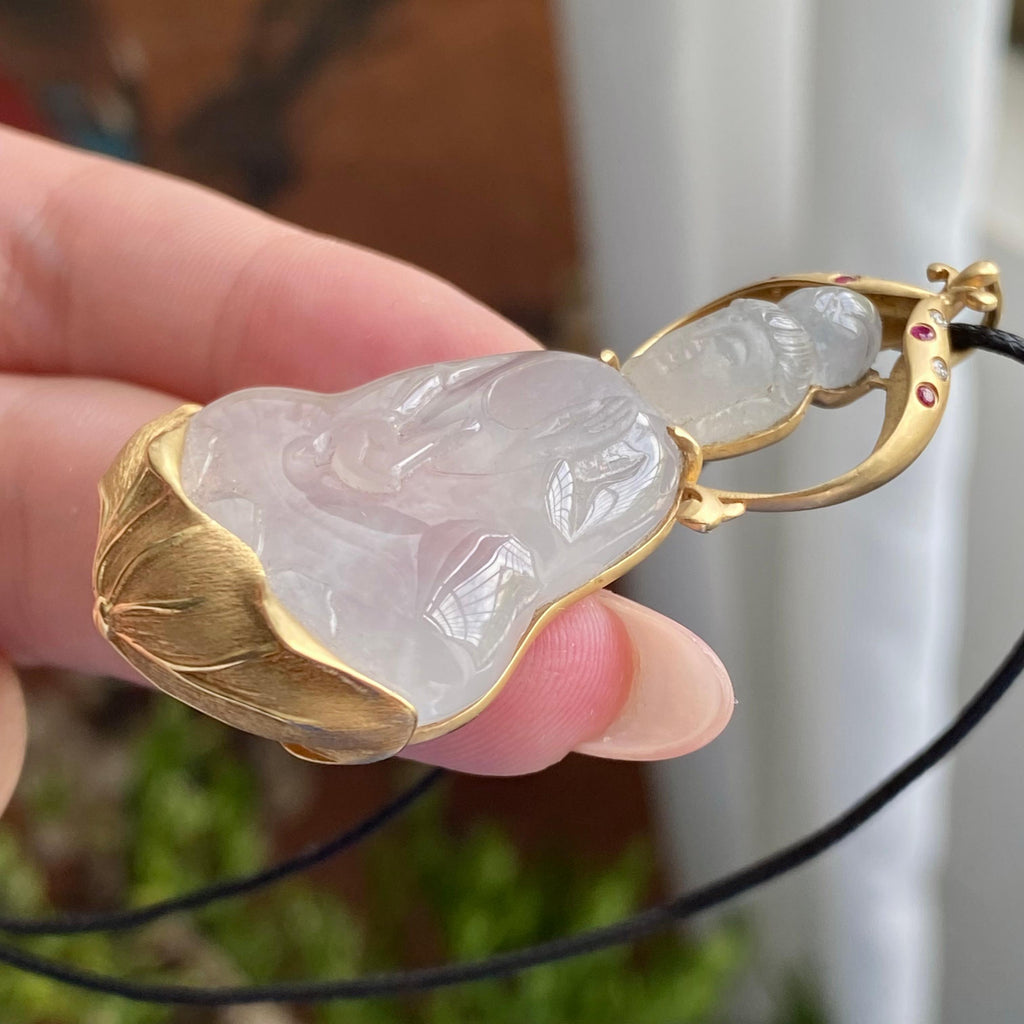 18k金镶冰种白月光观音吊坠（yc235109）