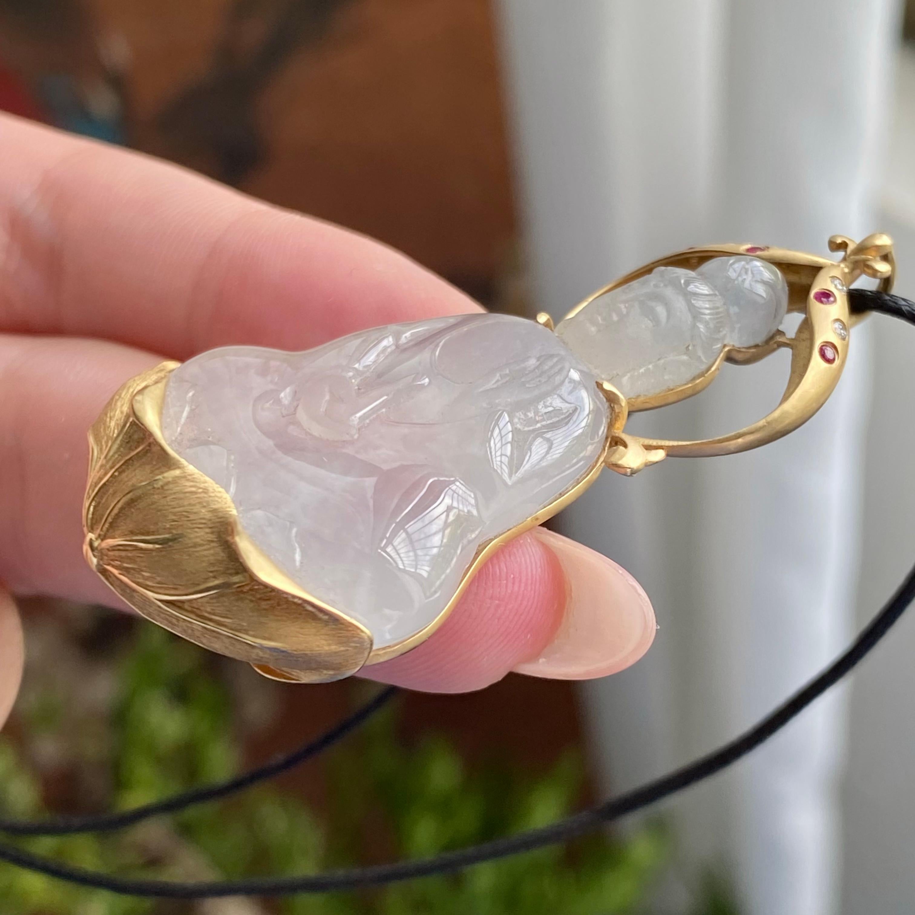 18k金镶冰种白月光观音吊坠（yc235109）