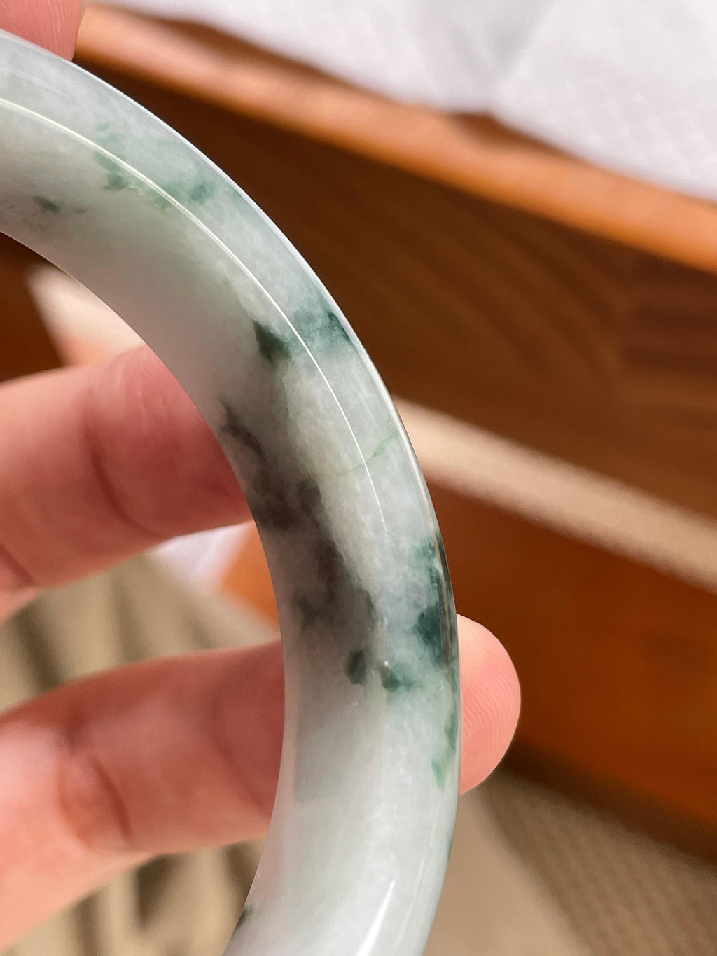 细糯种飘蓝花正圈平安镯 57.2圈口 天然缅甸A货翡翠（yc537895）