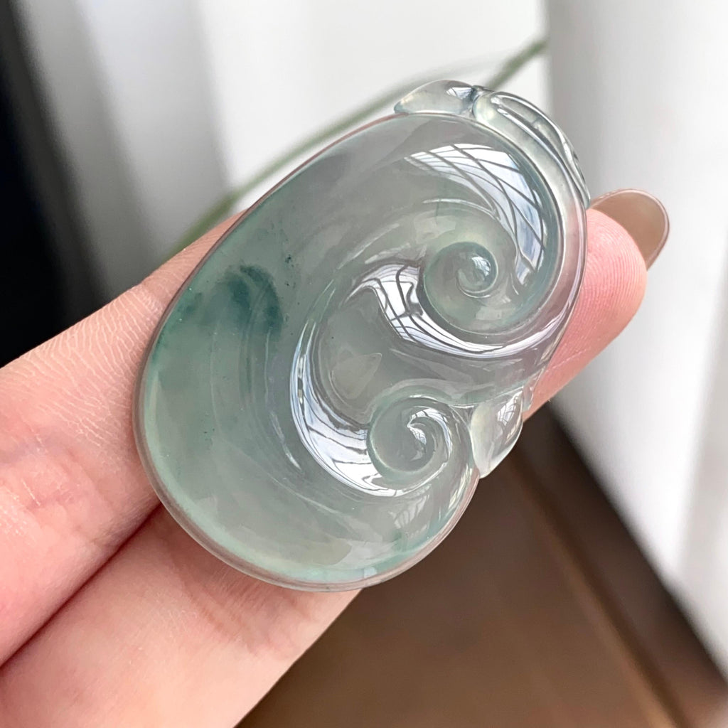 冰种蓝底飘花如意吊坠（yc262756）