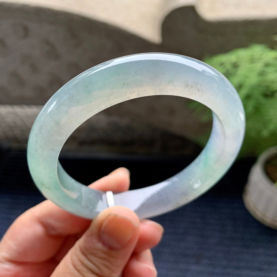 糯冰种飘花平安镯（58.3mm）（yc093391）