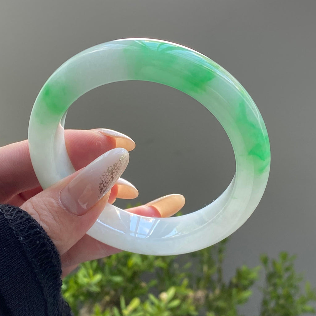 细糯种白底青平安镯（56圈）（yc225409）