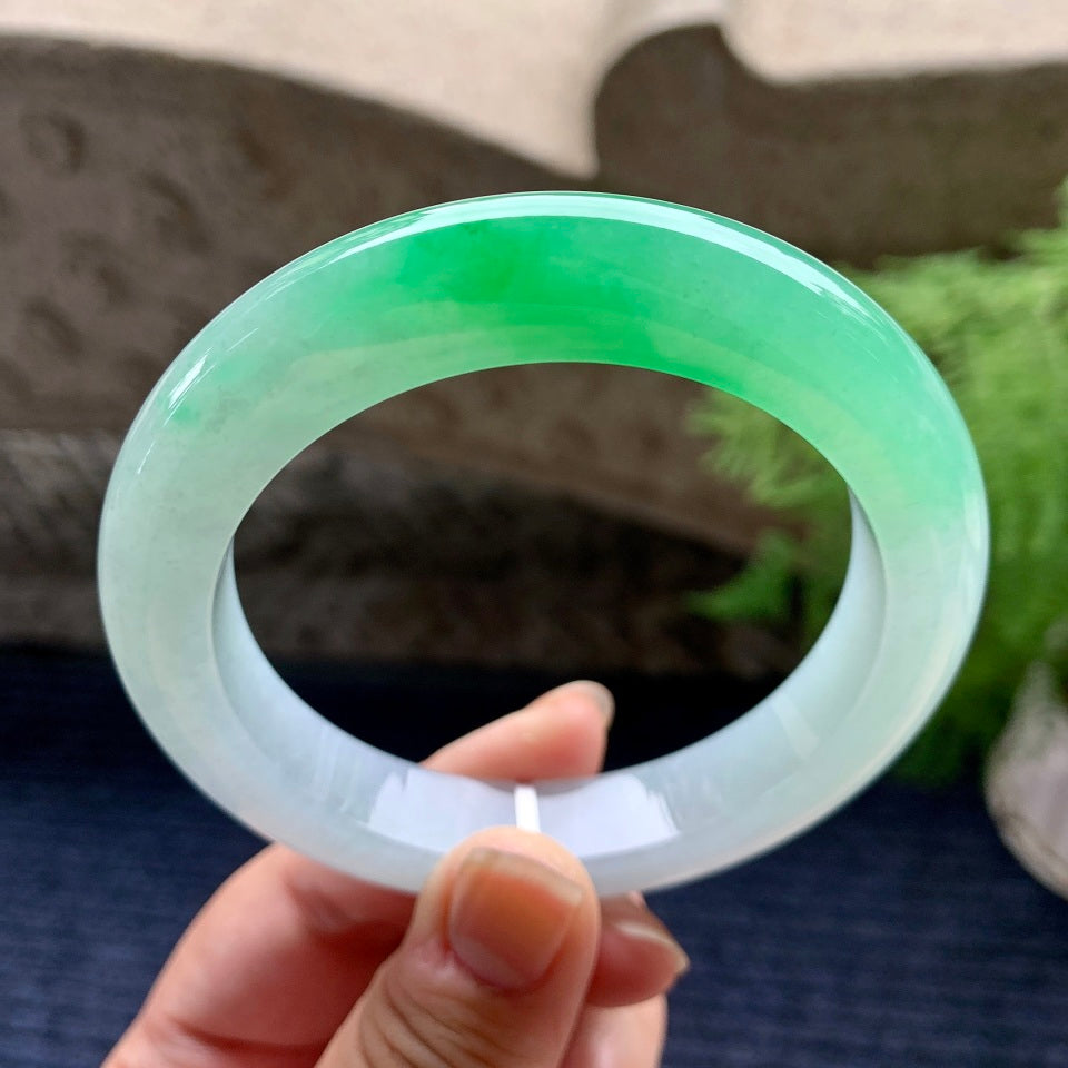 糯冰种飘阳绿平安镯（60.7mm）（yc096214）