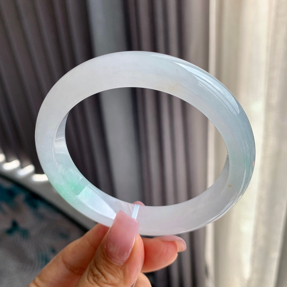 糯冰种飘绿平安镯（62.3mm）（yc097027）