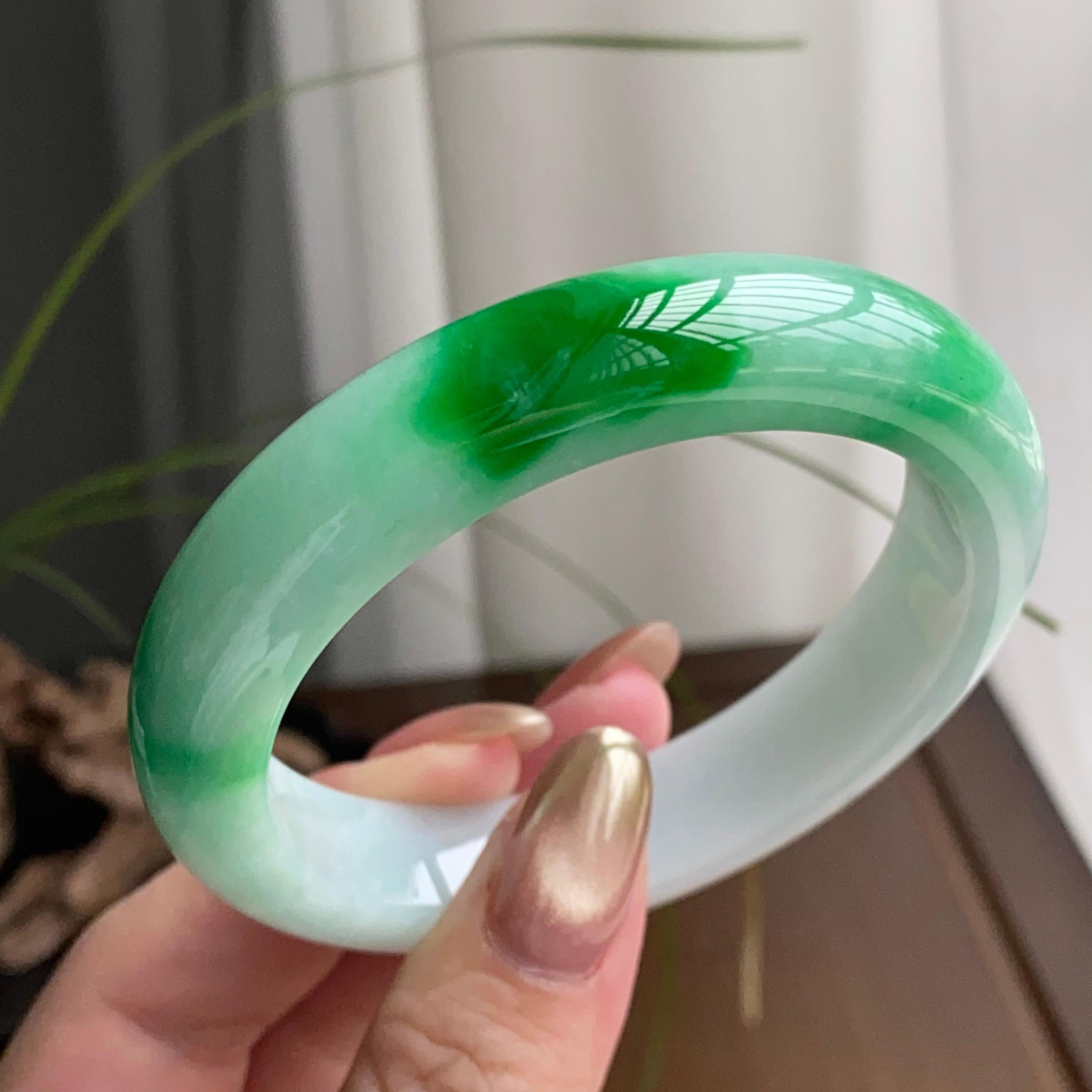 细糯种白底青平安镯（56圈）（yc259454）