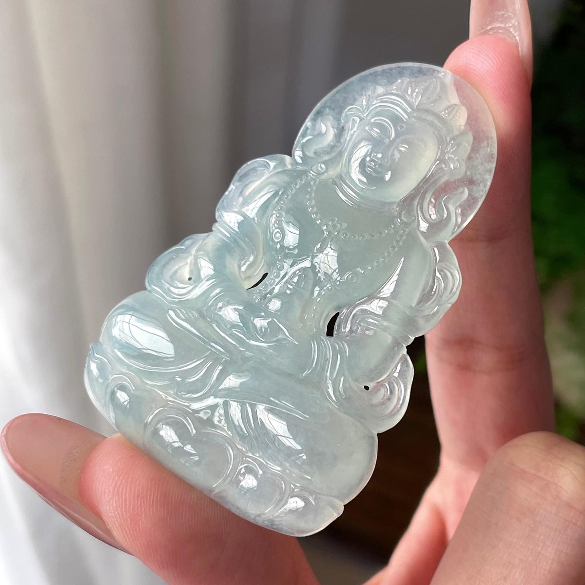 糯冰种冰晴底度母吊坠（yc710682）
