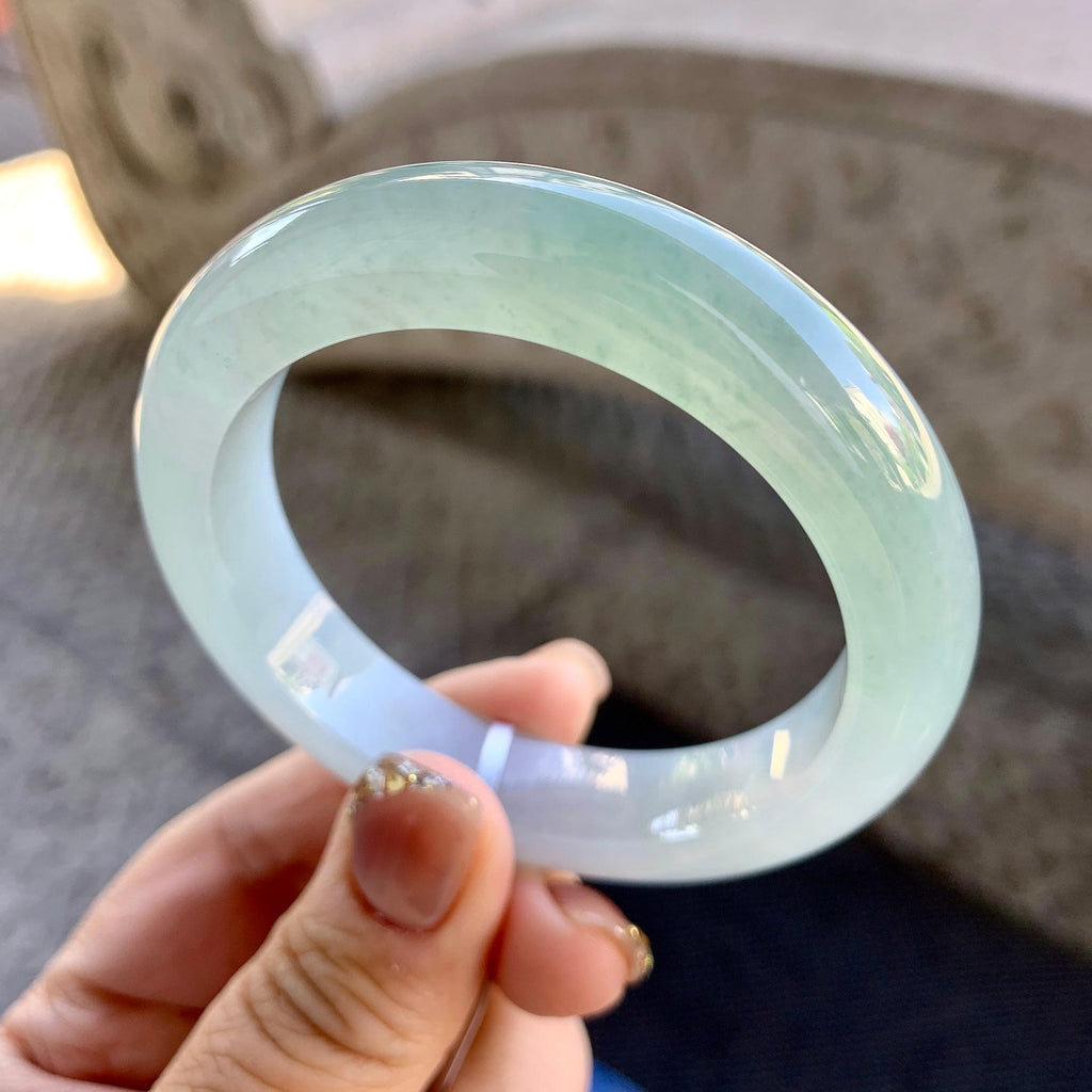 糯冰种飘花平安镯（53.3mm）（yc273587）