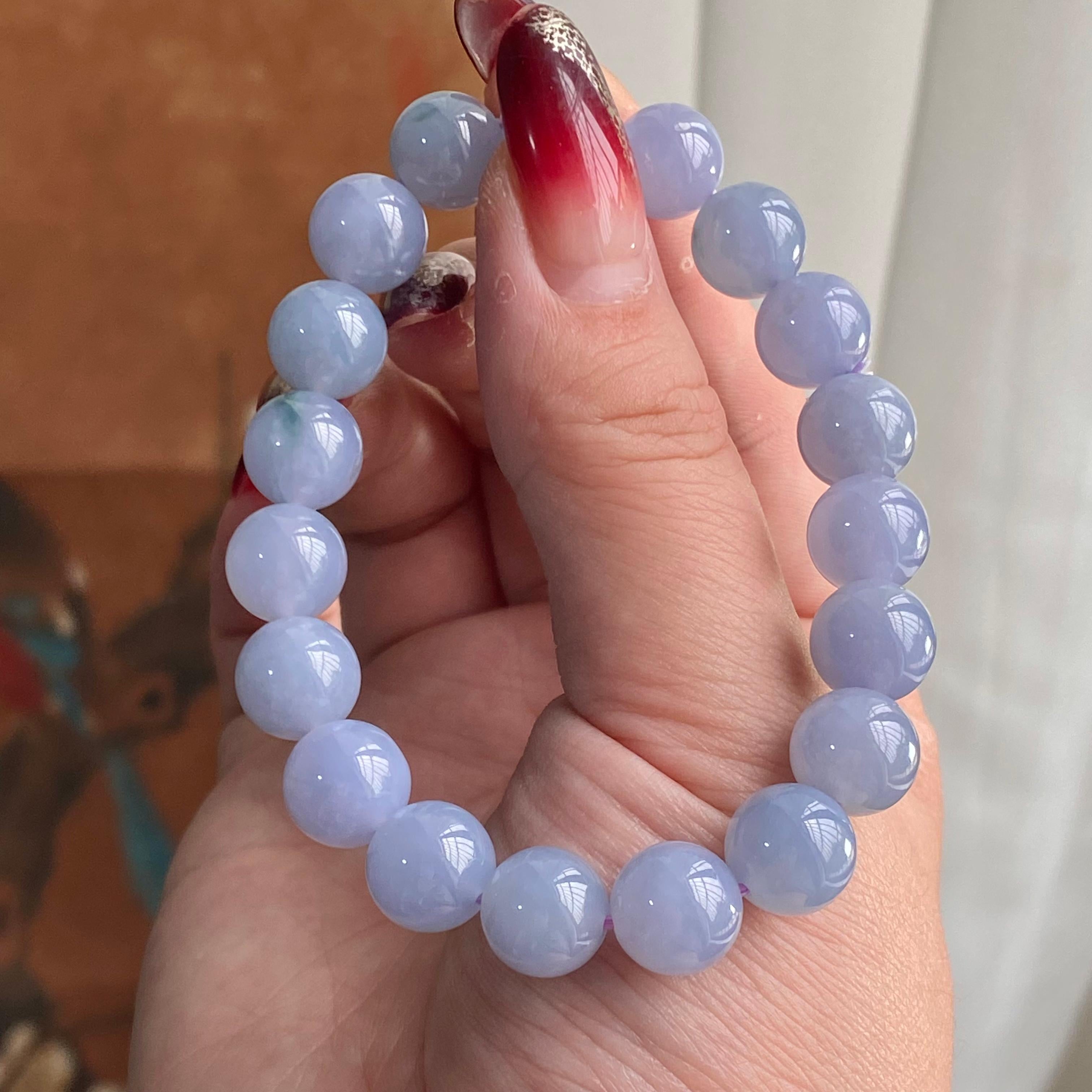 糯冰种紫罗兰单圈手串（19颗）（yc223984）