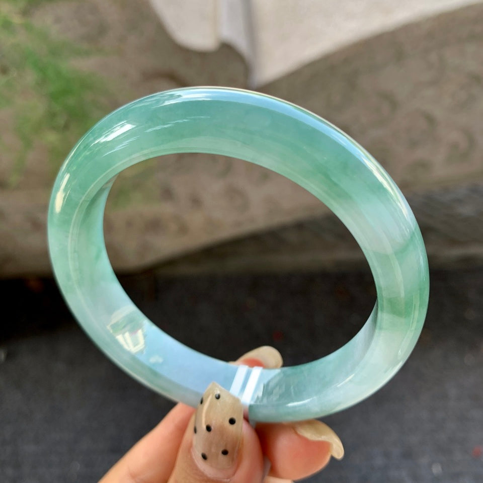 糯冰蓝水翡翠平安镯（58.8mm）（yc029102）