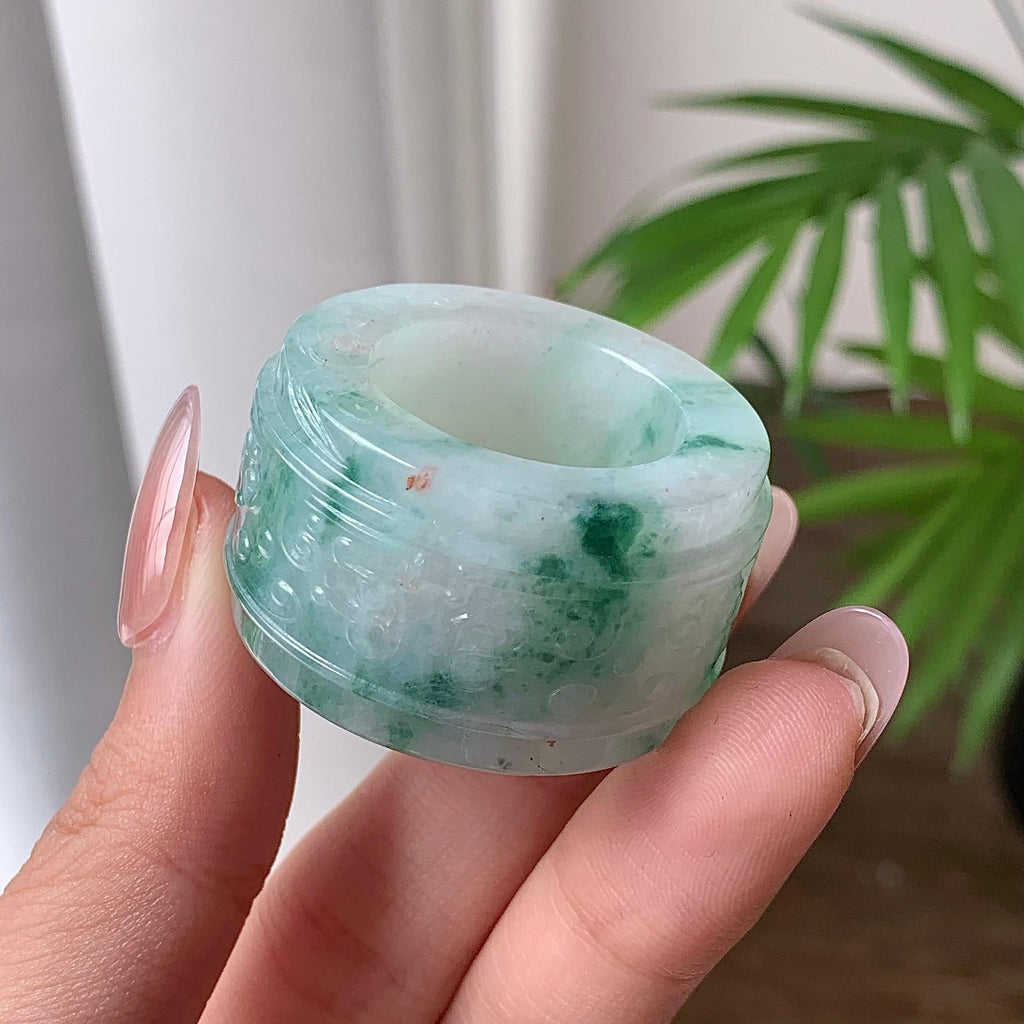 糯种飘花板戒 天然A货缅甸翡翠（yc693131）