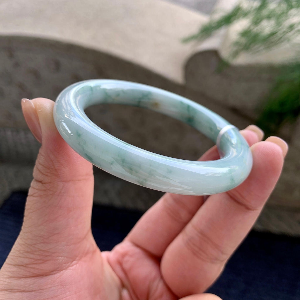 细糯种飘蓝花圆条手镯 52.3圈口（yc707423）