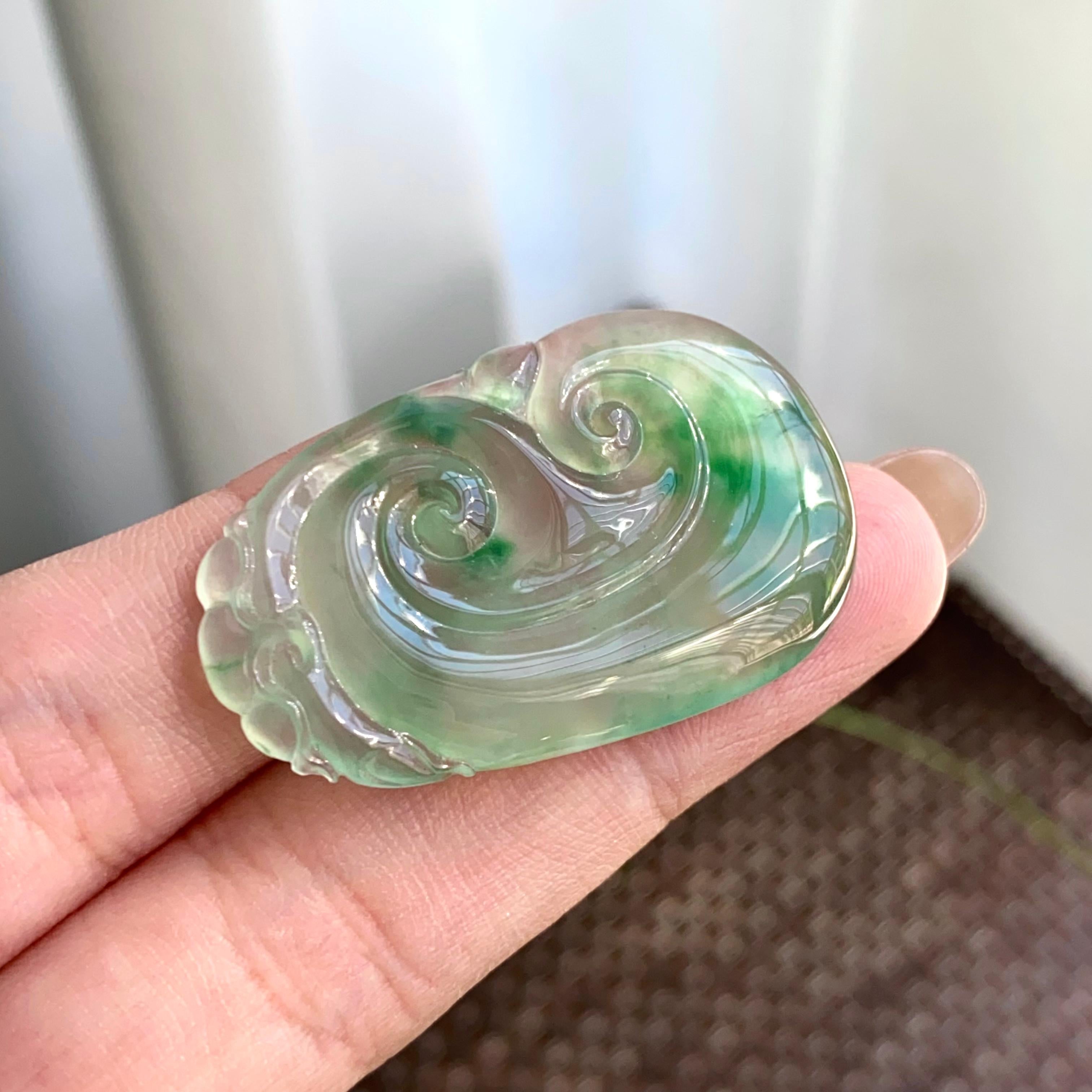 冰种飘花如意吊坠（yc265656）