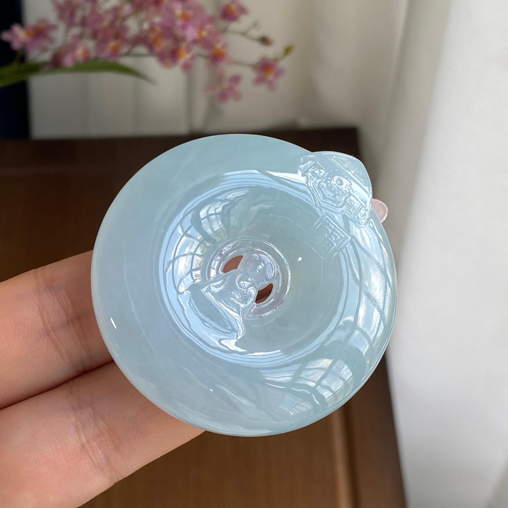 糯冰种蓝晴底平安扣吊坠（yc297002）