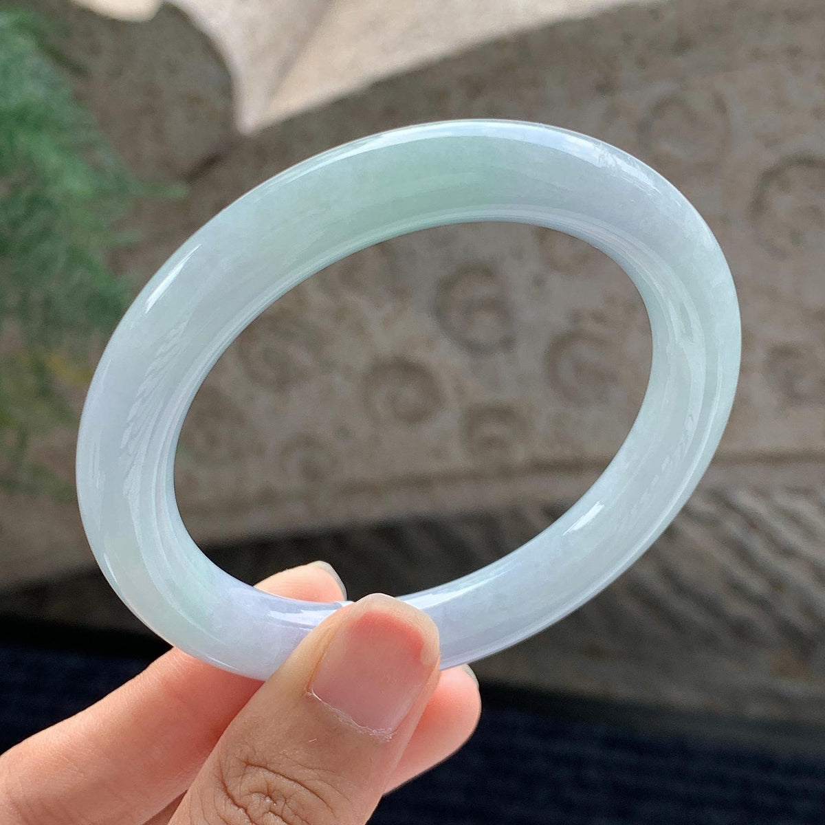 细糯种 淡春彩圆条手镯 56圈 天然缅甸A货翡翠（yc699571）