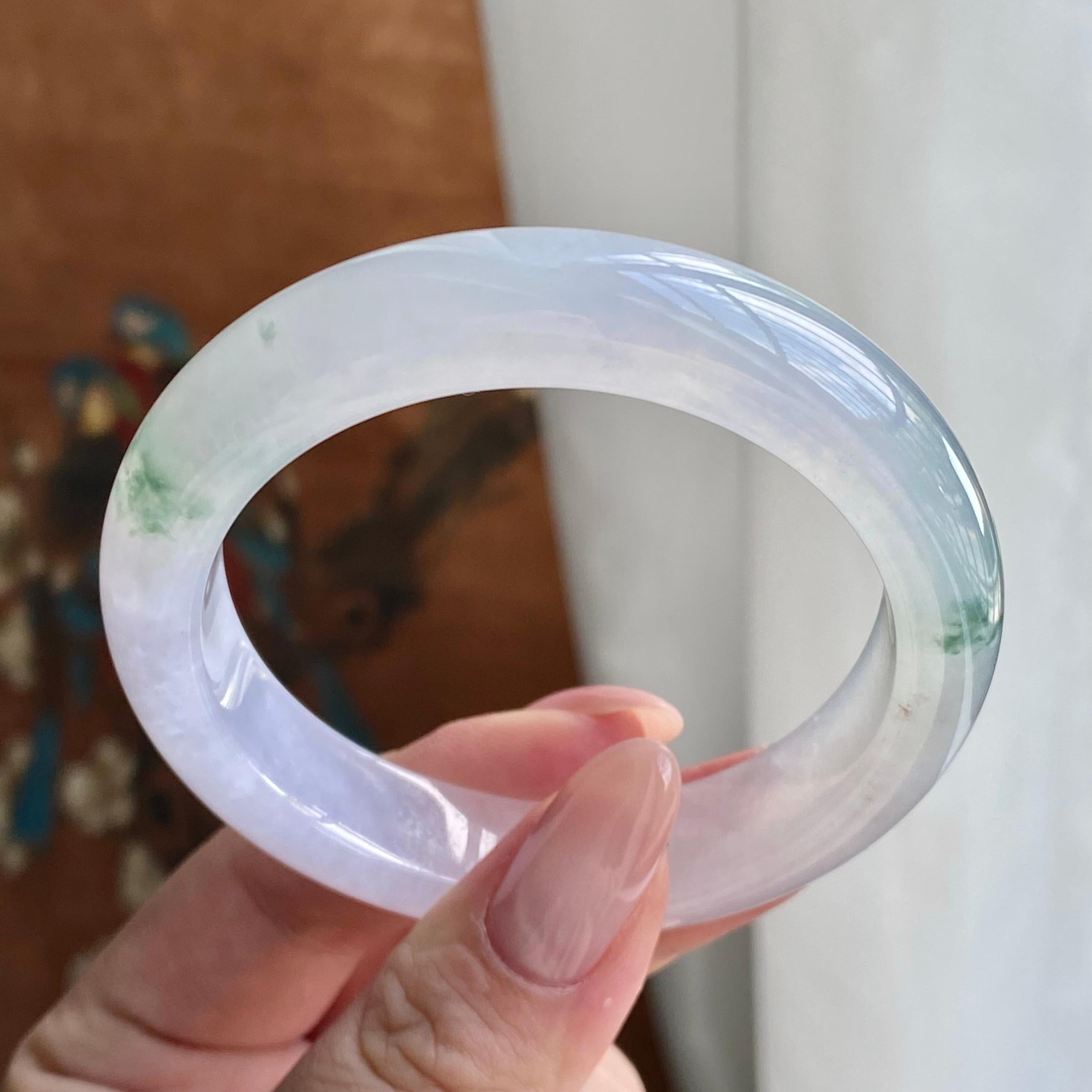 冰种淡春彩飘花平安镯（53圈）（yc228987）