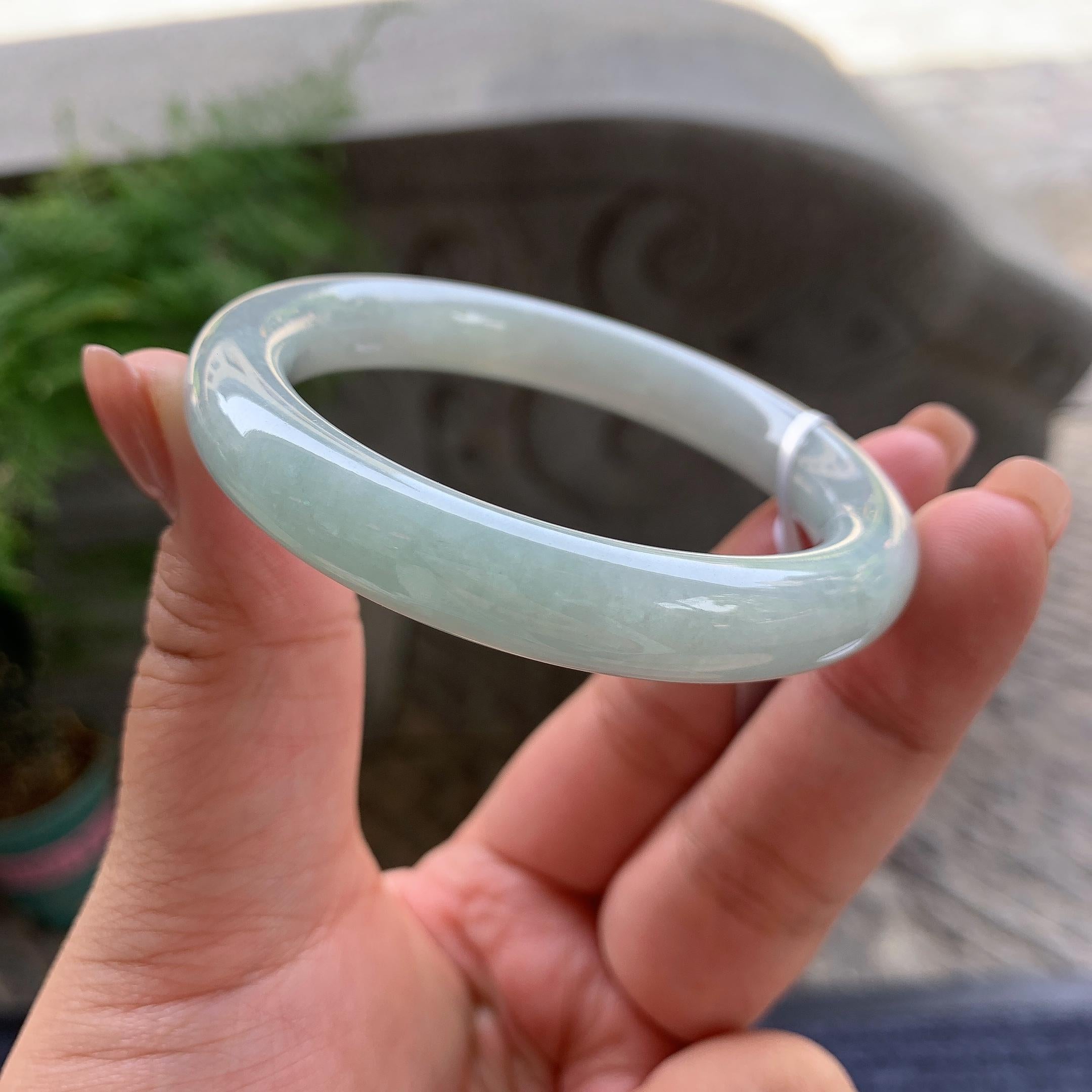 小圈口 细糯种晴底圆条手镯 52圈口 天然缅甸A货翡翠（yc501354）