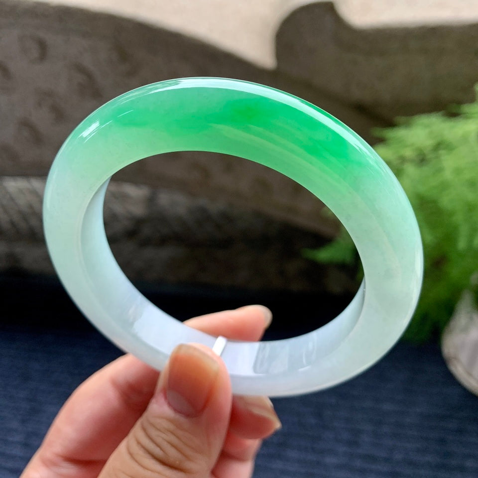 糯冰种飘阳绿平安镯（60.7mm）（yc096214）