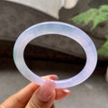 糯冰种淡紫罗兰飘花圆条手镯（52.2mm）（yc106292）