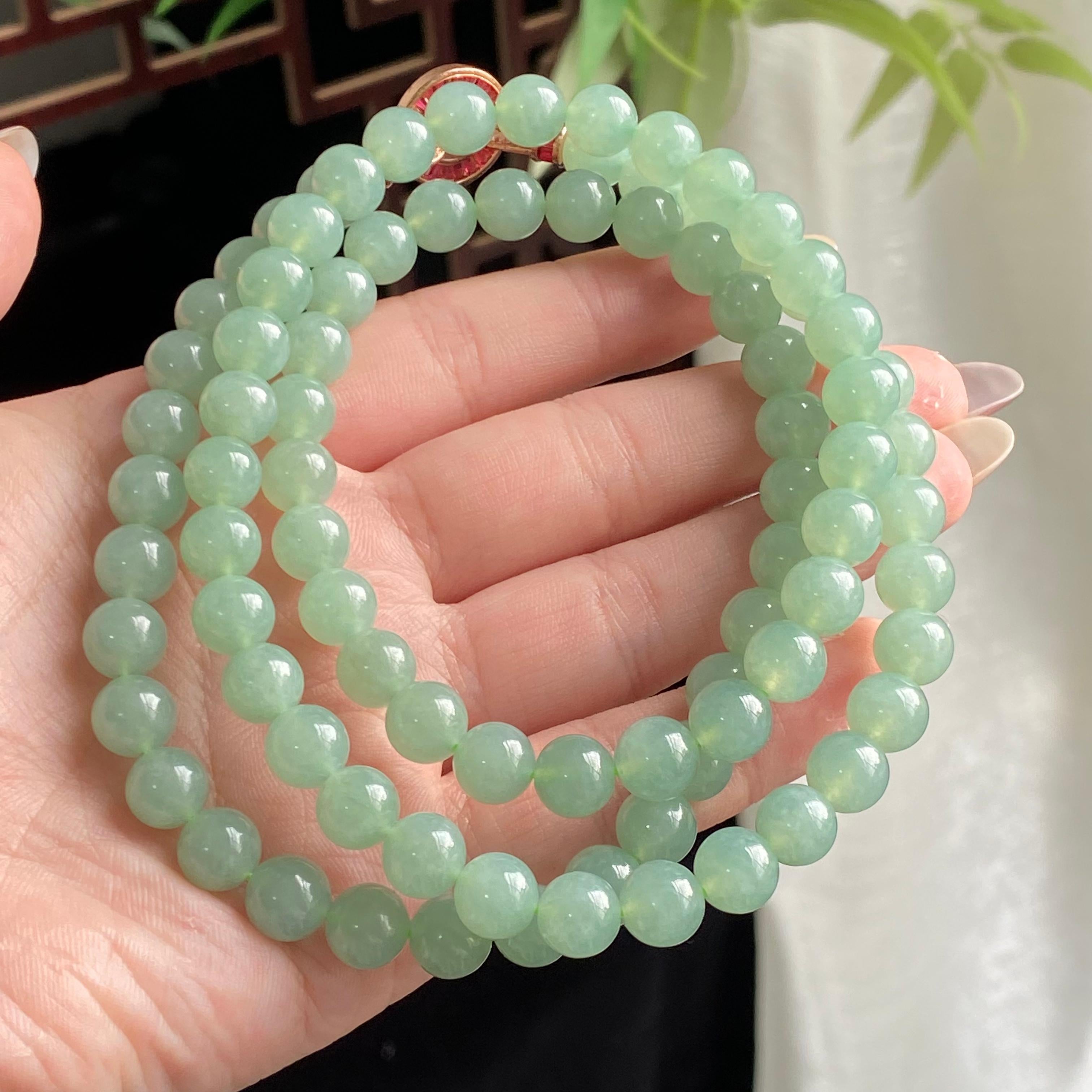 冰种晴底珠链（88颗）（yc196115）