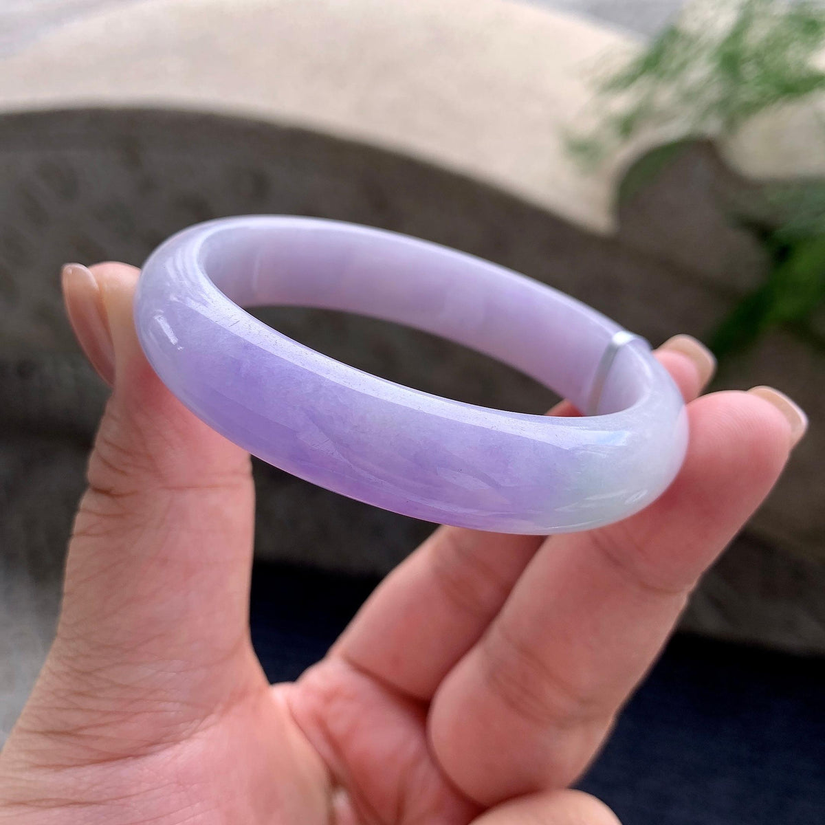 细糯种紫罗兰贵妃手镯 53.2圈口 天然缅甸A货翡翠（yc703339）