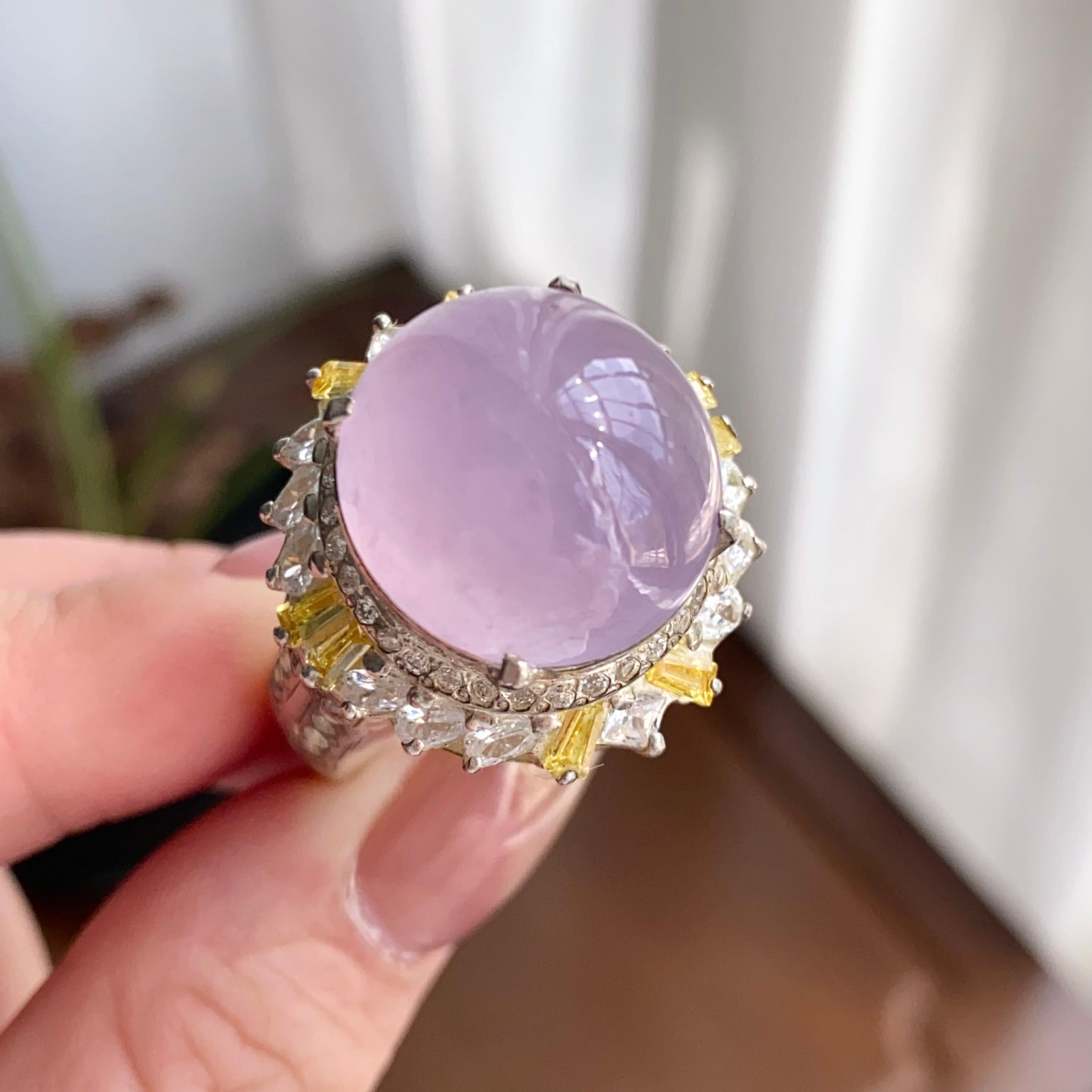 冰种粉春紫戒面裸石（yc258282）