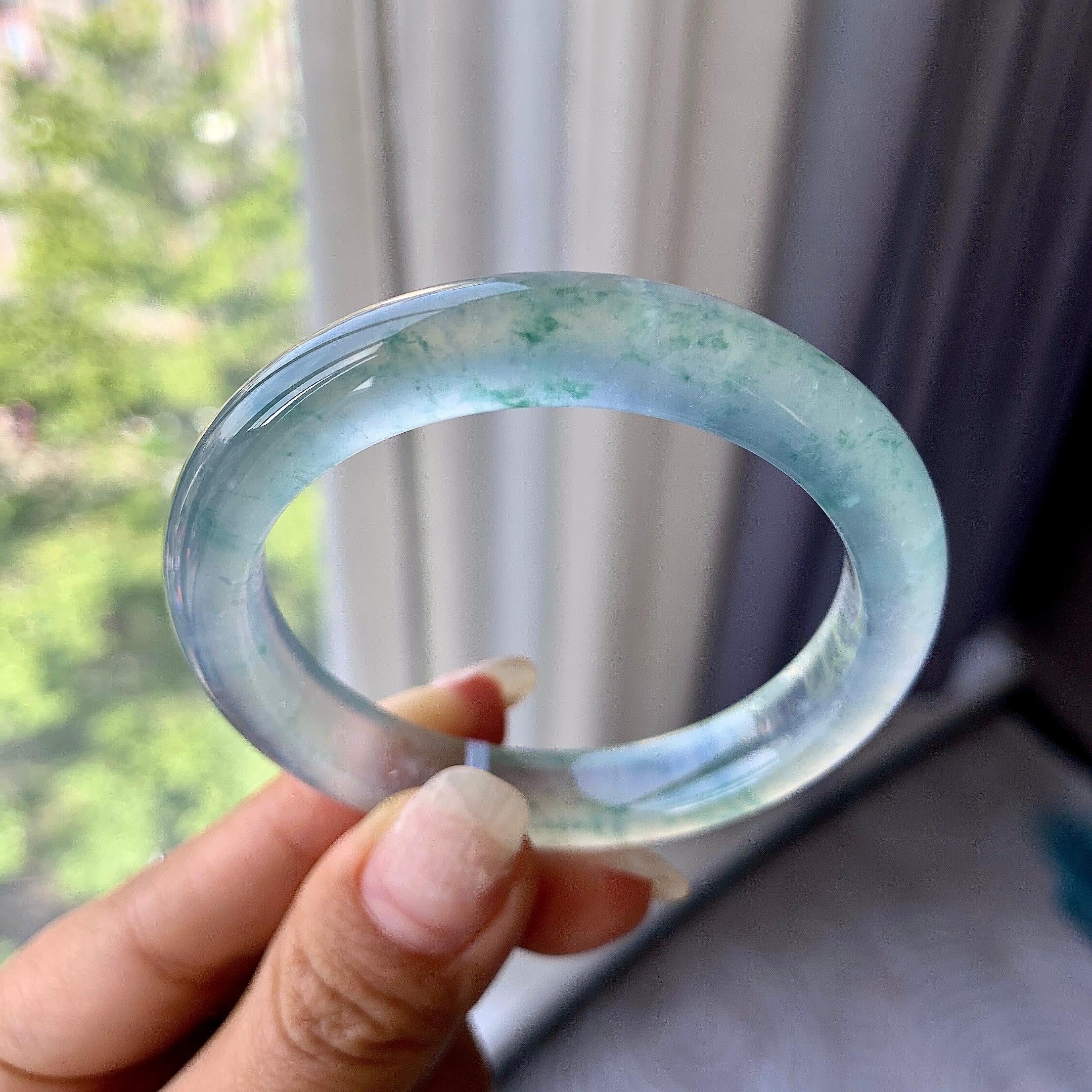 高冰种飘花平安镯（48.8mm）（yc277891）