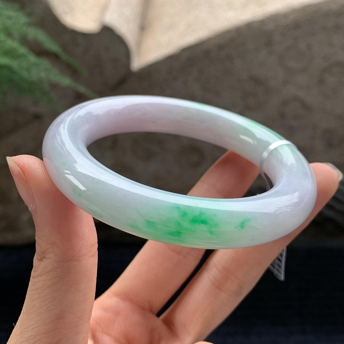 细糯种春彩圆条手镯 54圈 天然A货缅甸翡翠（yc694799）