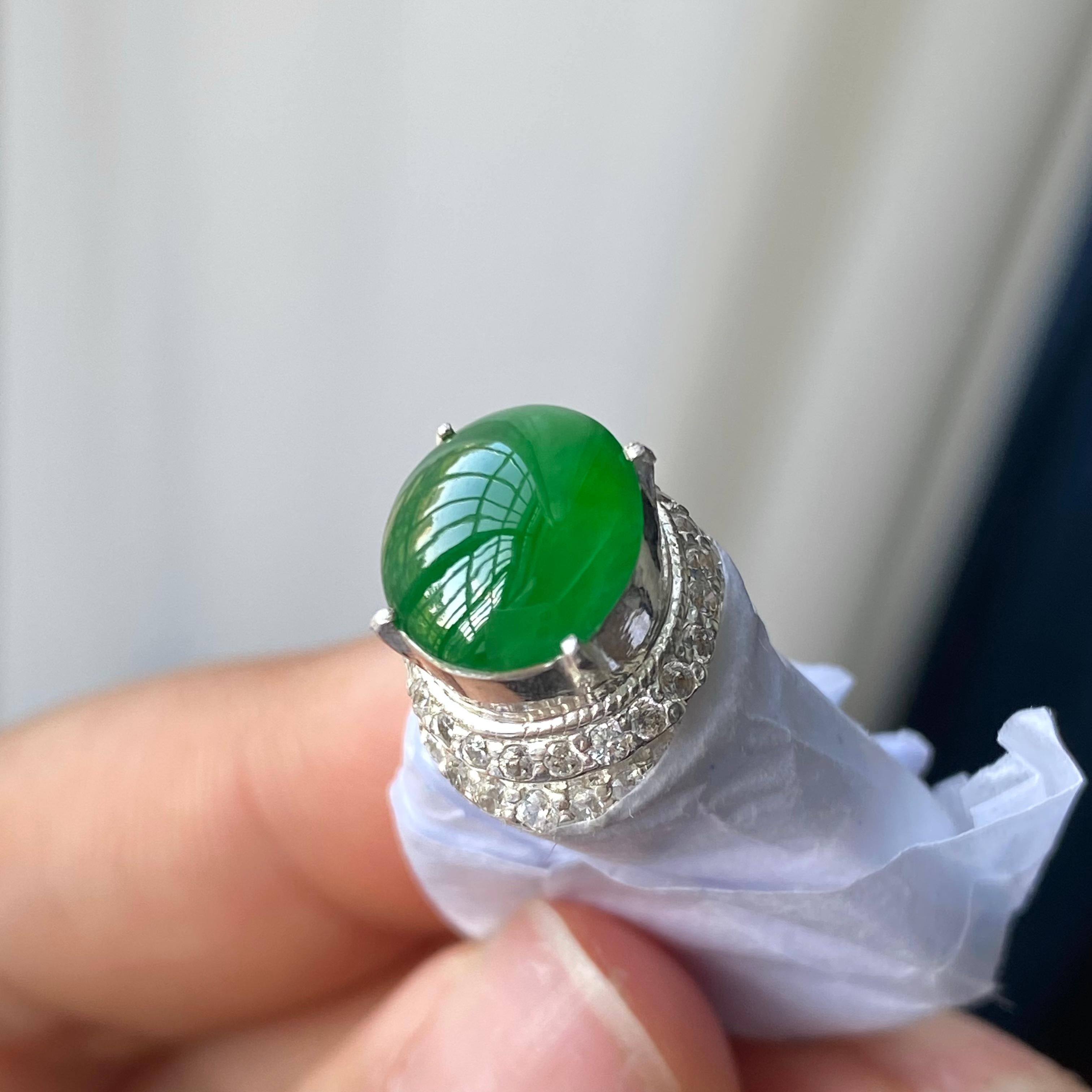 冰种满绿蛋面裸石（yc303869）