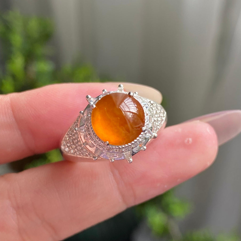 高冰种黄翡蛋面裸石（yc199663）