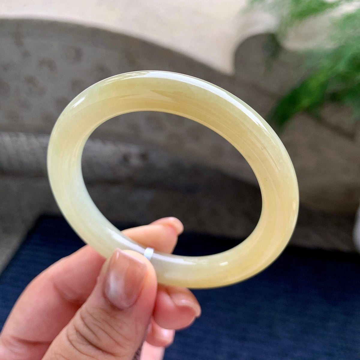 小圈口 细糯种黄翡圆条手镯 49.6圈口 天然缅甸A货翡翠（yc703337）