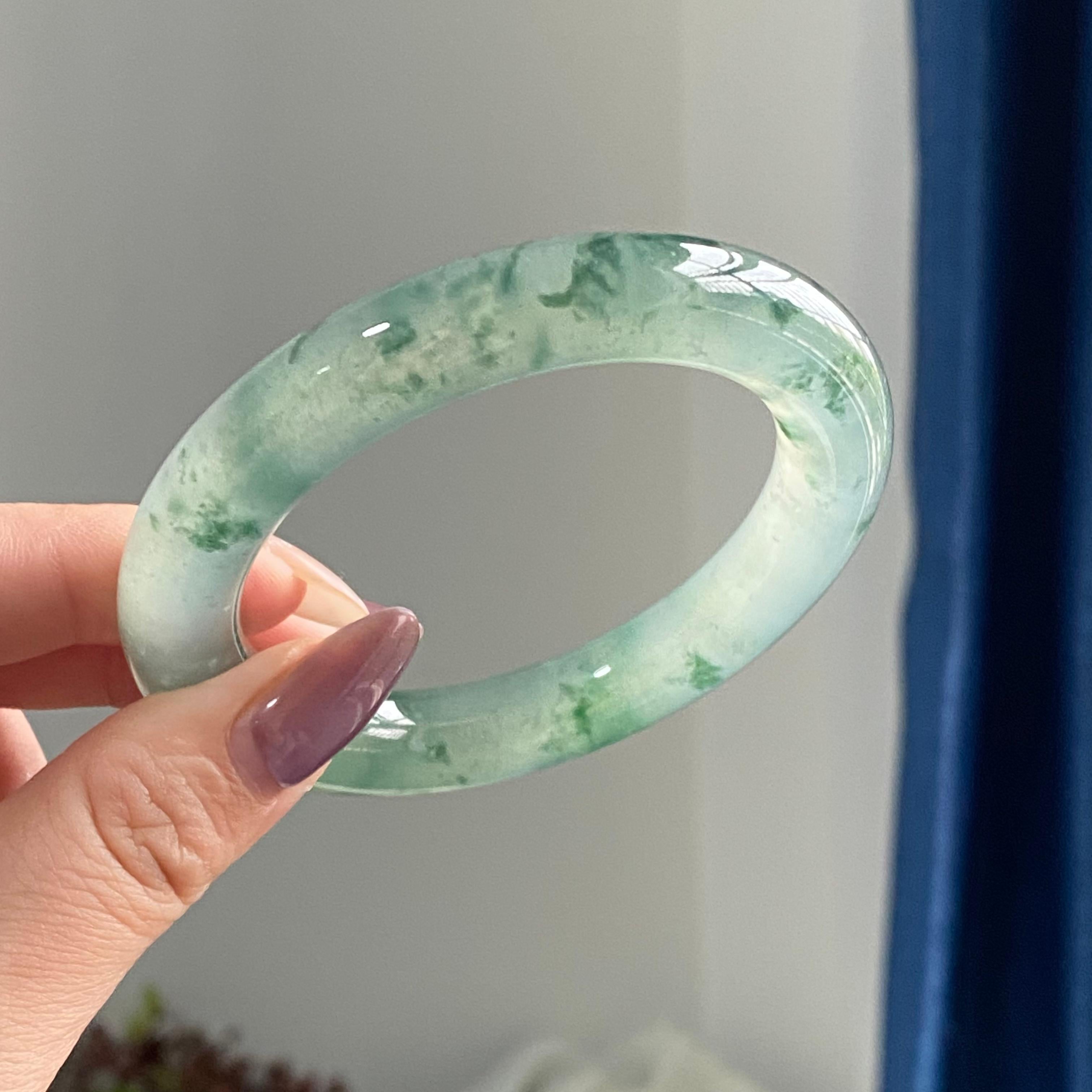 冰种飘花圆条手镯（55圈）（yc195804）