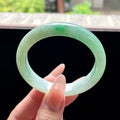 细糯种晴底飘绿正圈平安镯 53.5圈 天然缅甸A货翡翠（yc522695）