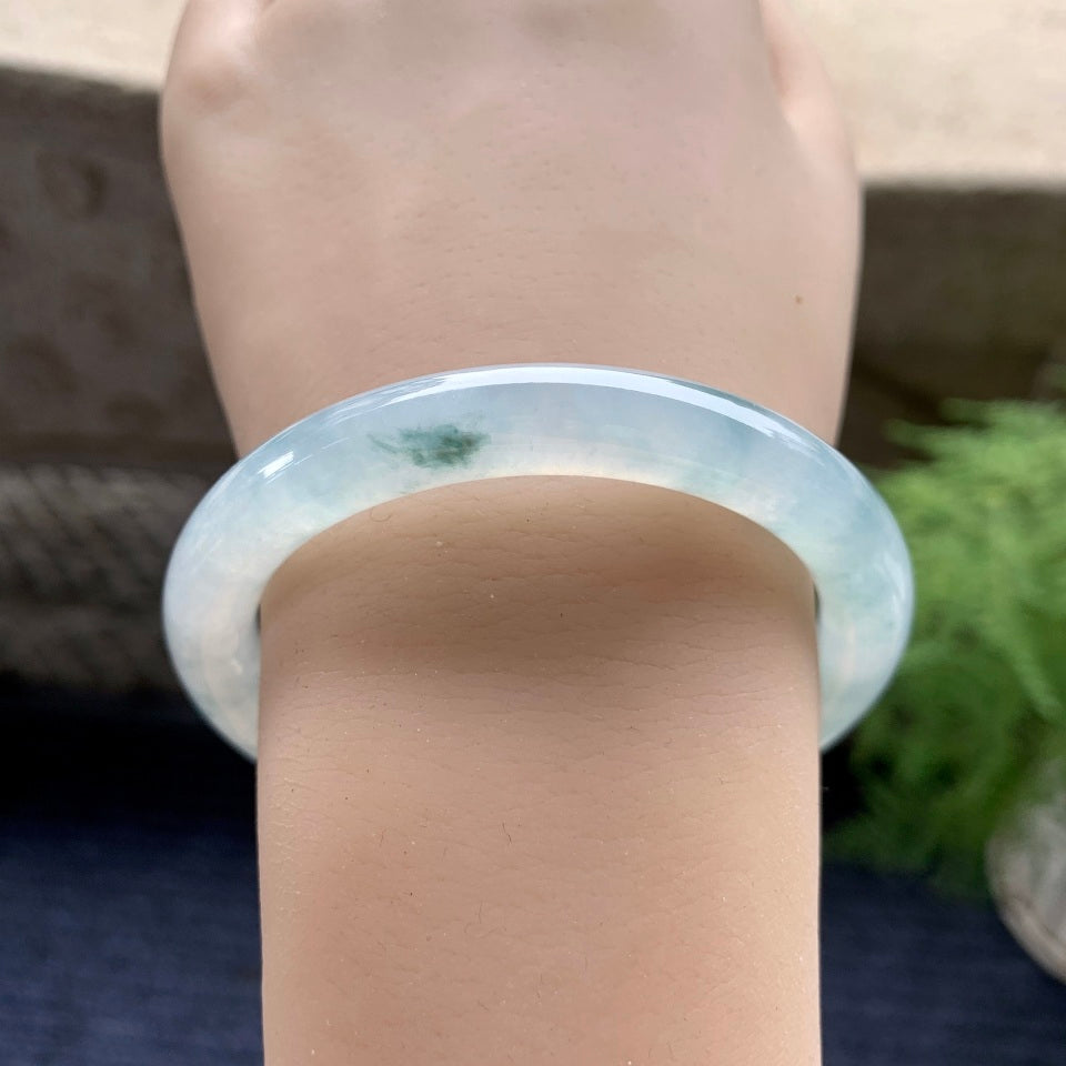 糯冰种飘花圆条手镯（54.8mm）（yc096220）