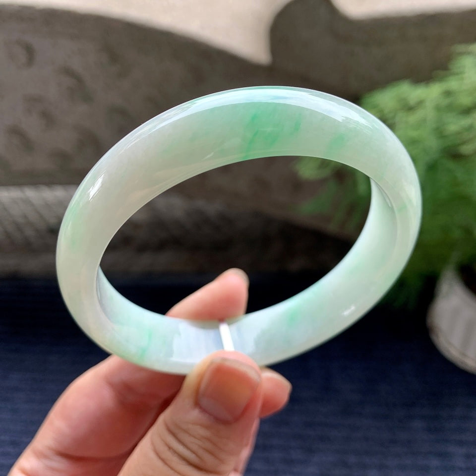 细糯种飘绿小宽版轮胎手镯（61mm）（yc101926）