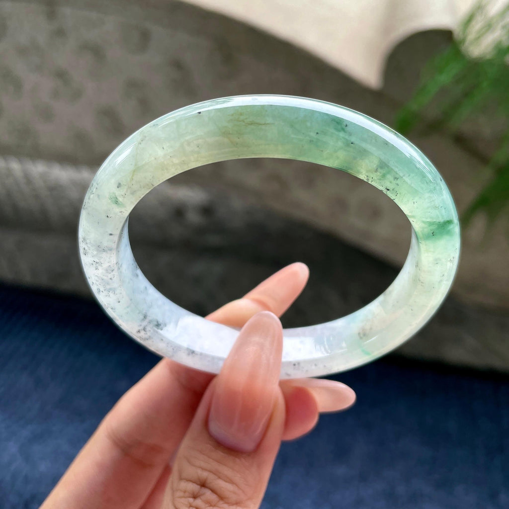 糯冰种绿贵妃 55圈口 天然缅甸A货翡翠（yc530767）