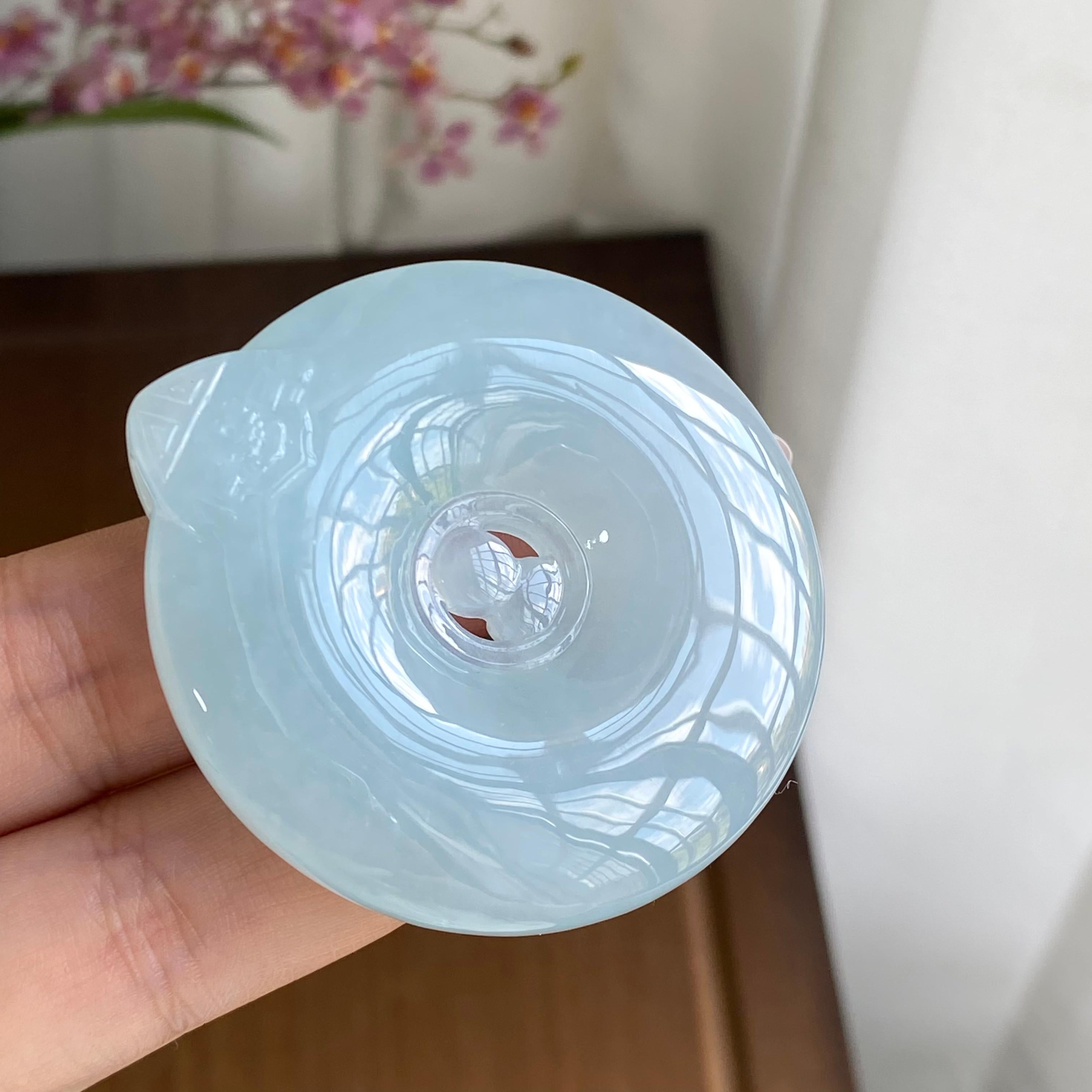 糯冰种蓝晴底平安扣吊坠（yc297002）