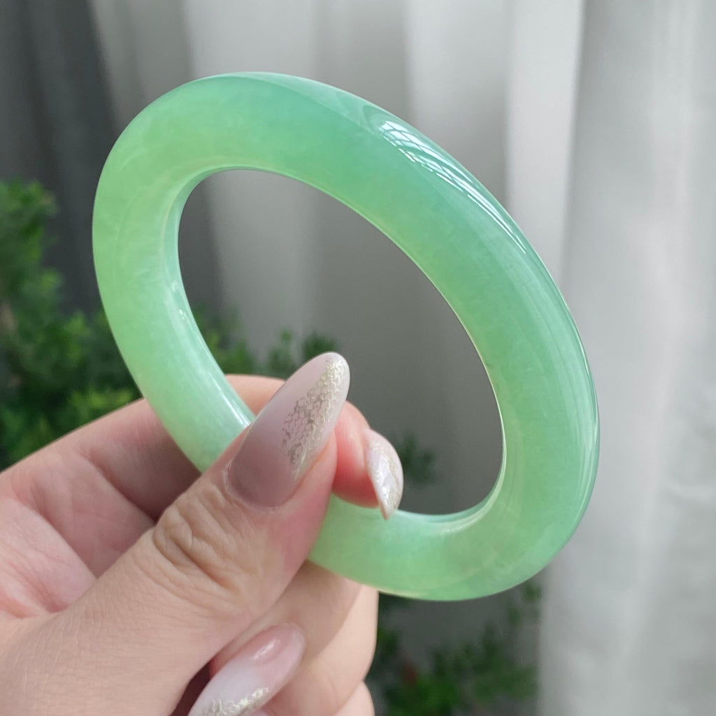 糯冰种满绿圆条手镯（55圈）（yc206677）