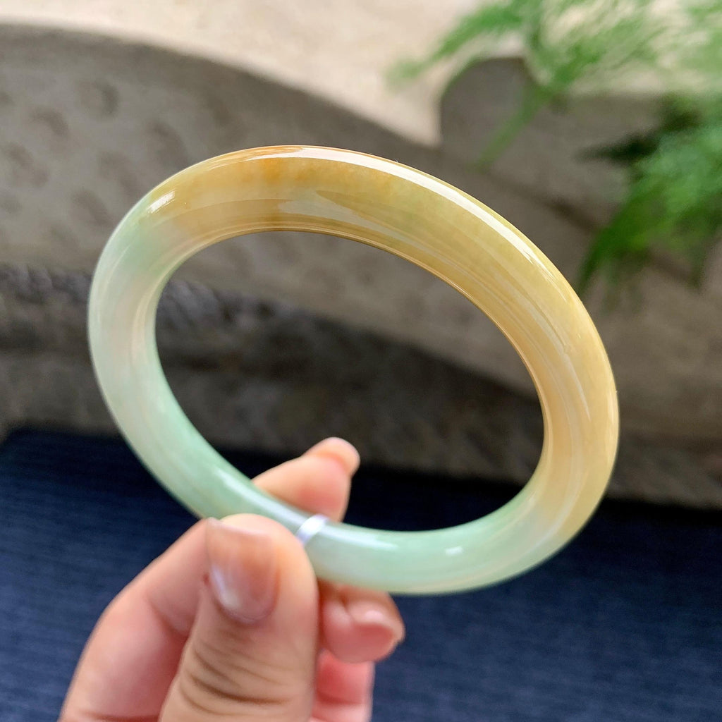 细糯种晴底黄翡圆条手镯 56圈口（yc711297）