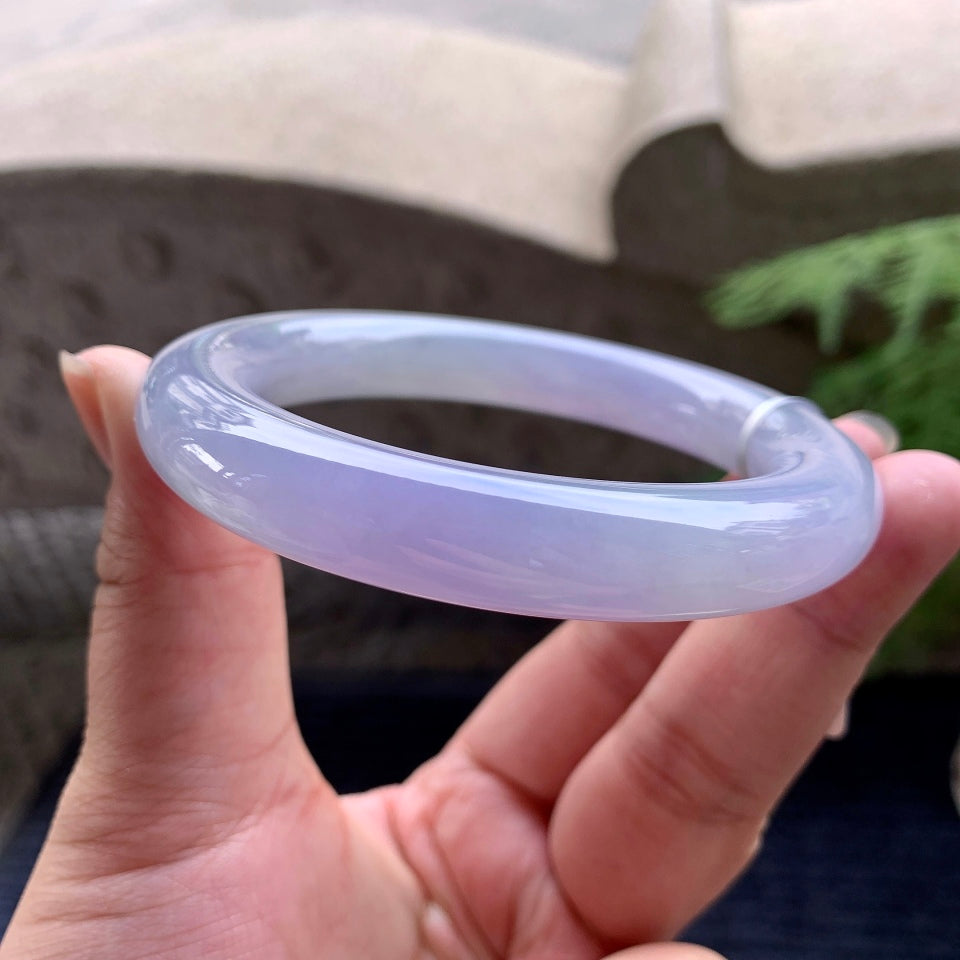糯冰种紫罗兰圆条手镯（59mm）（yc096585）