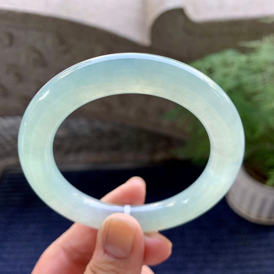 糯冰种晴水圆条手镯（55mm）（yc098517）