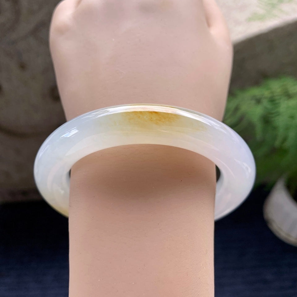 糯冰种黄翡圆条手镯（56.2mm）（yc118369）