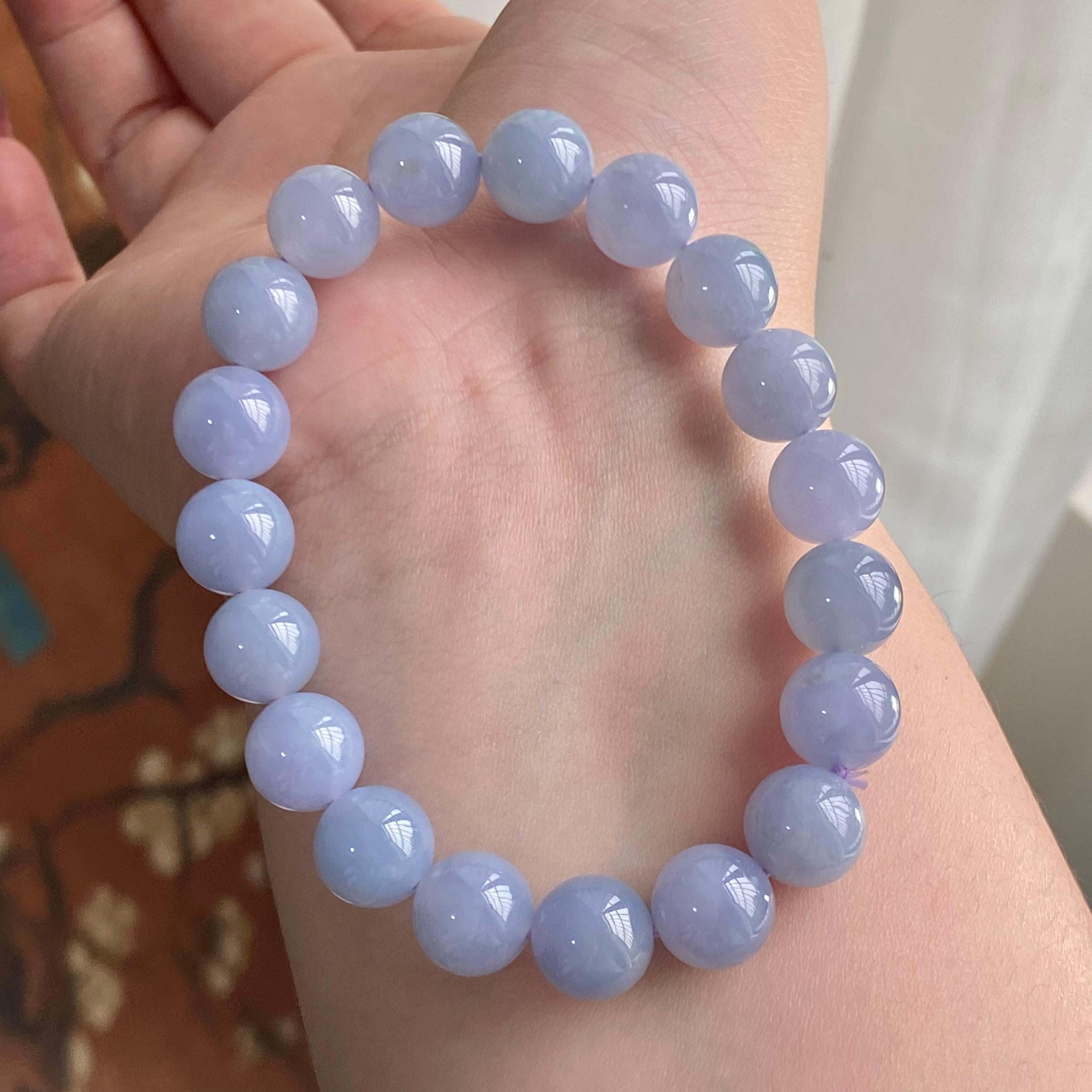 糯冰种紫罗兰单圈手串（19颗）（yc223984）